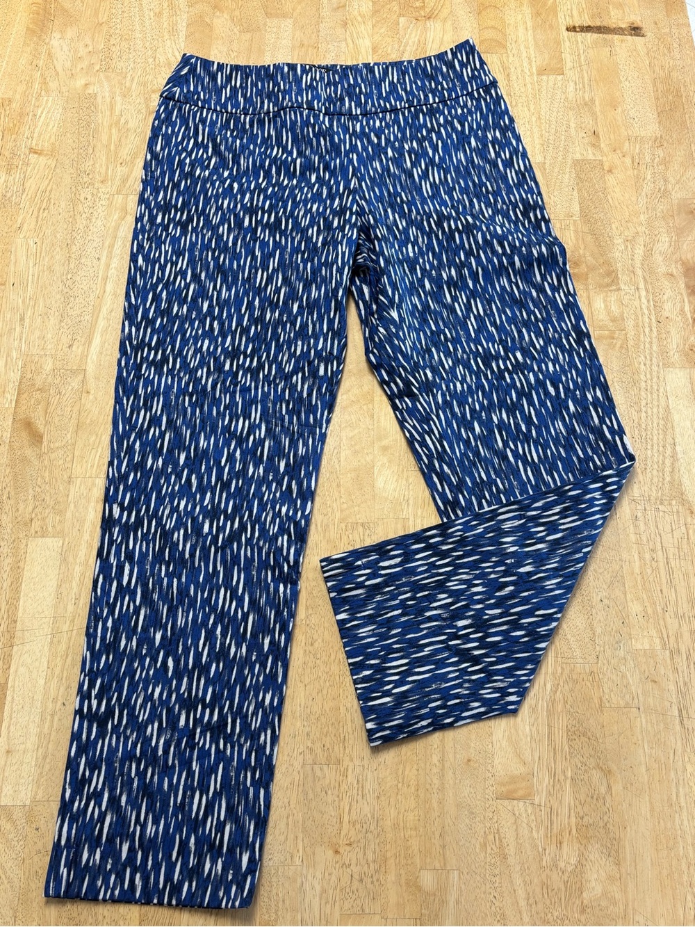 NWT NIC+ZOE Blue, Black and White Patterned Stretch Cropped Dress Pants